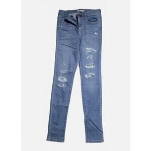 Levi's 720 High Rise Supper Skinny Jeans - Blue Ripped - Size W30